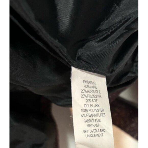 Vtg LL Bean Womens Medium Peacoat Wool Blend Purple Belted Tweed Lined Silk Y2K - Picture 8 of 8